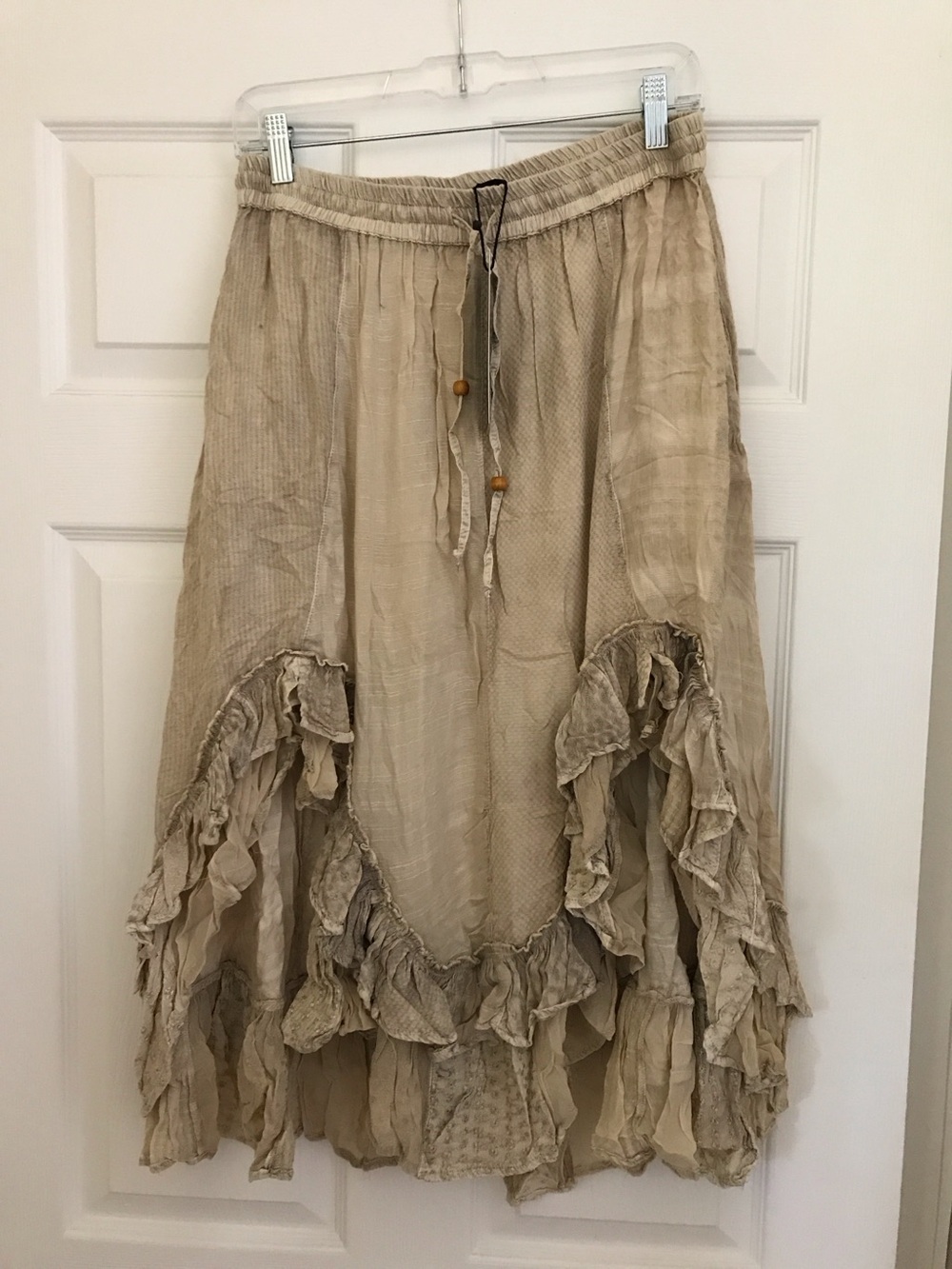 YOUNG THREADS SKIRT Cream Black Dye MIDI Lined Sm med lg